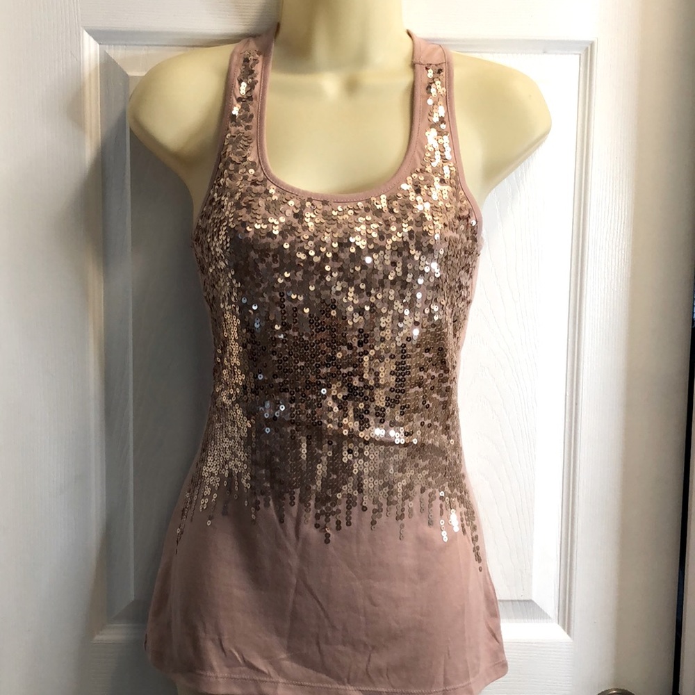 Sequin blush tank top